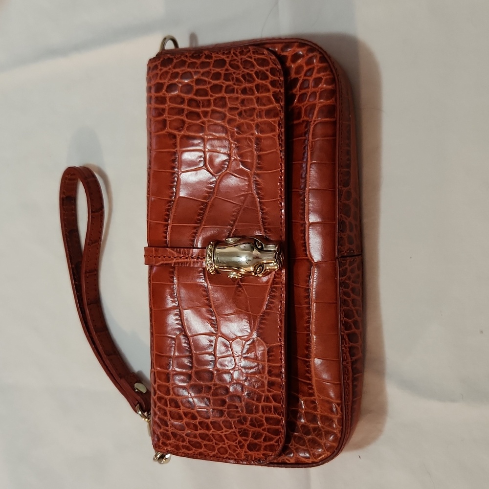 Roberto Cavalli Red Croc-Embossed Clutch
